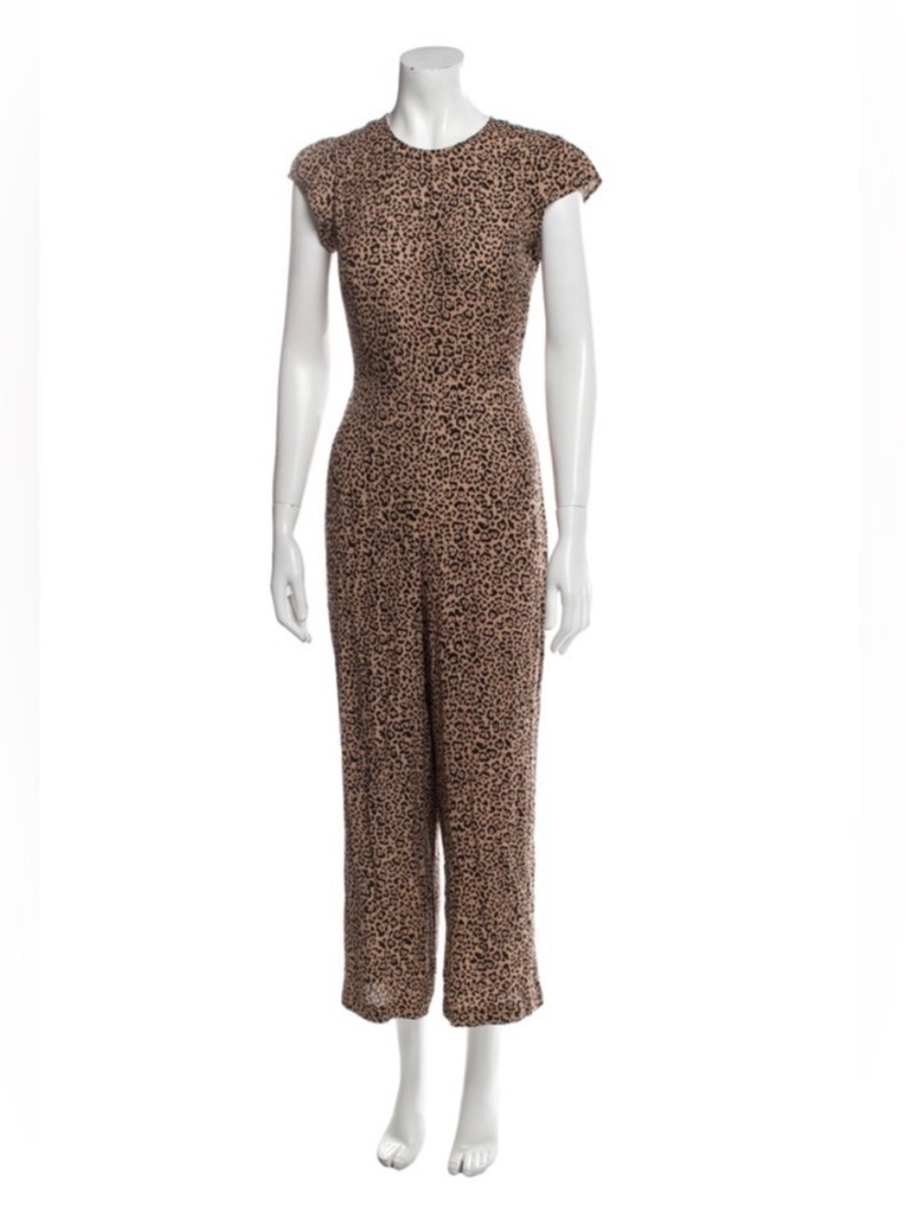 Reformation Leopard Print Short Sleeve Jumpsuit